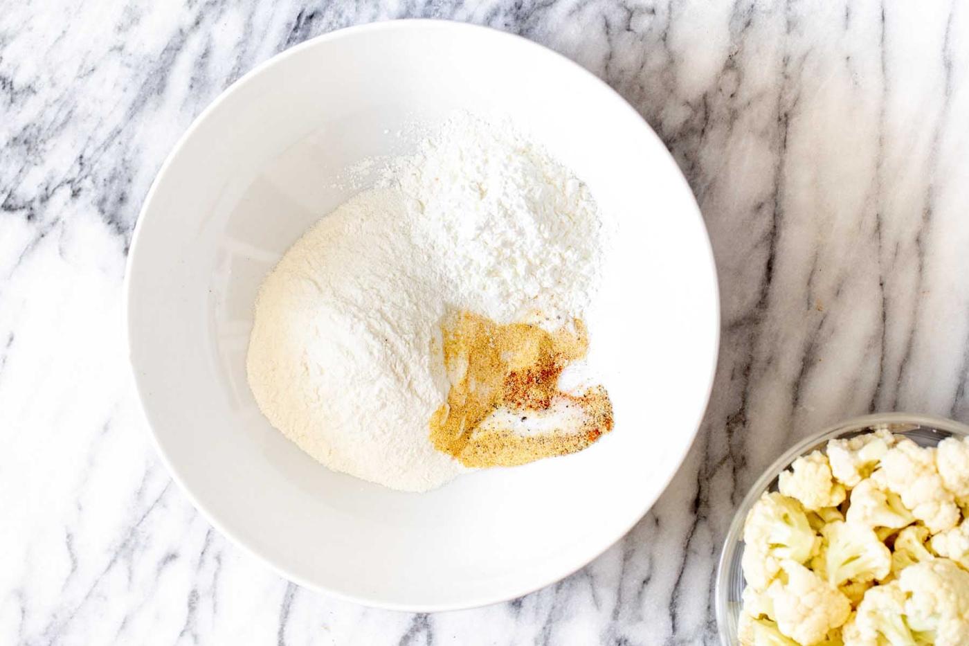 dry ingredients in a bowl before mixing