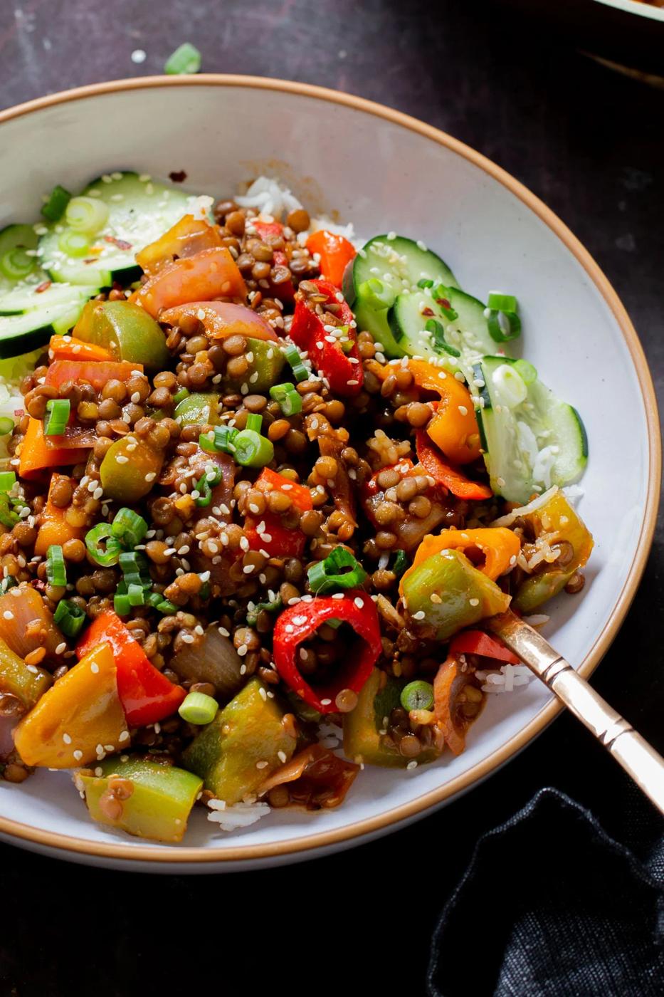 Gochujang Lentils Veggie Stir fry
