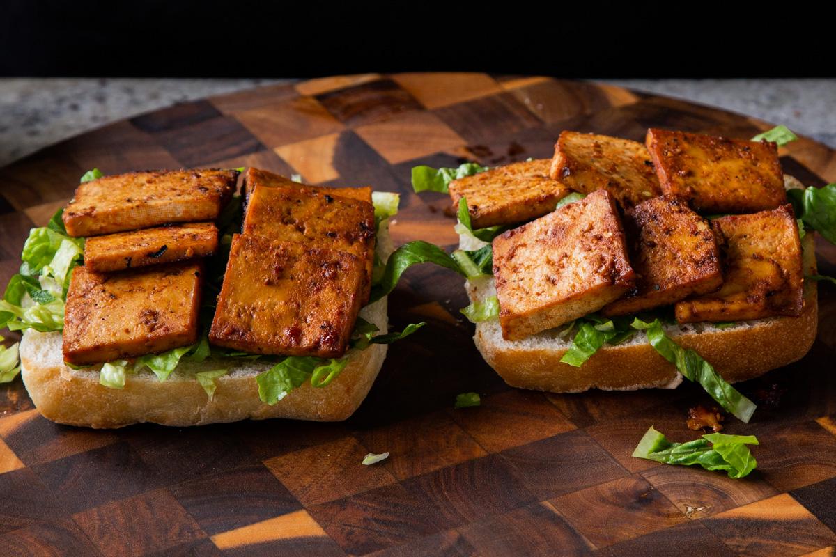tofu added to the ciabatta rolls