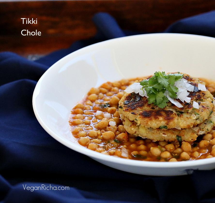 Potato Quinoa Patties with Chickpea curry - Tikki chole