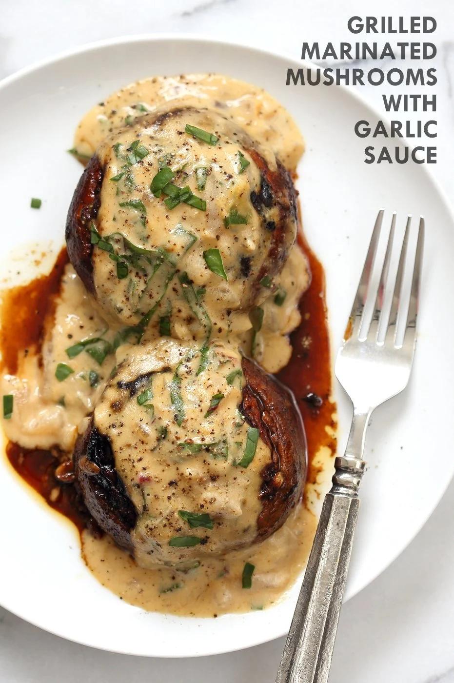Grilled Portobello Mushrooms with Garlic Sauce