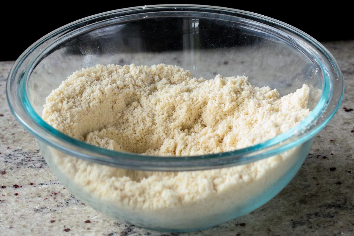 bowl of almond flour and other peda dry ingredients