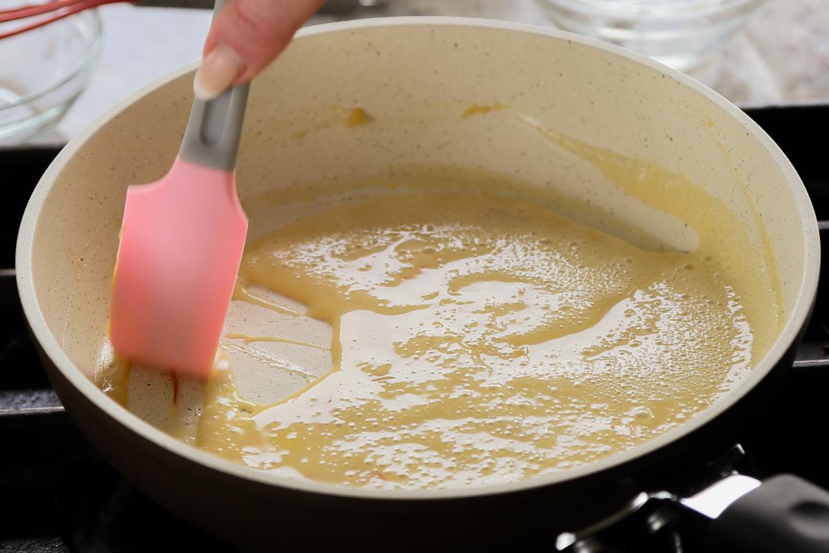 custard in the pan, after cooking