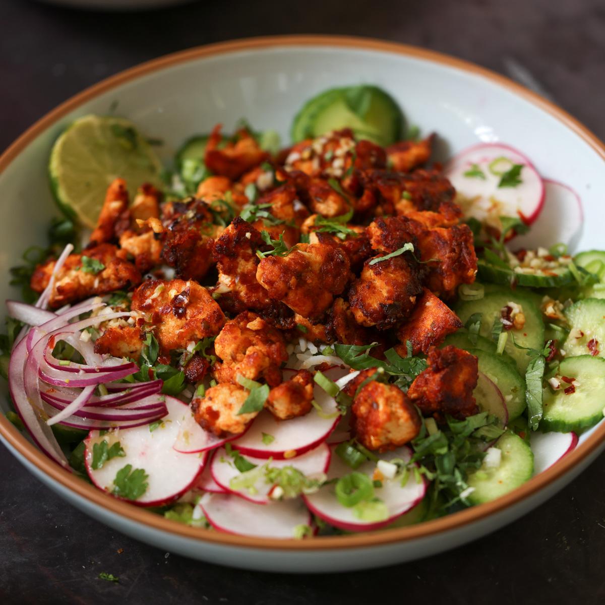 Harissa Tofu Bowls (30 minutes, gluten-free, nut-free with soy-free option)
