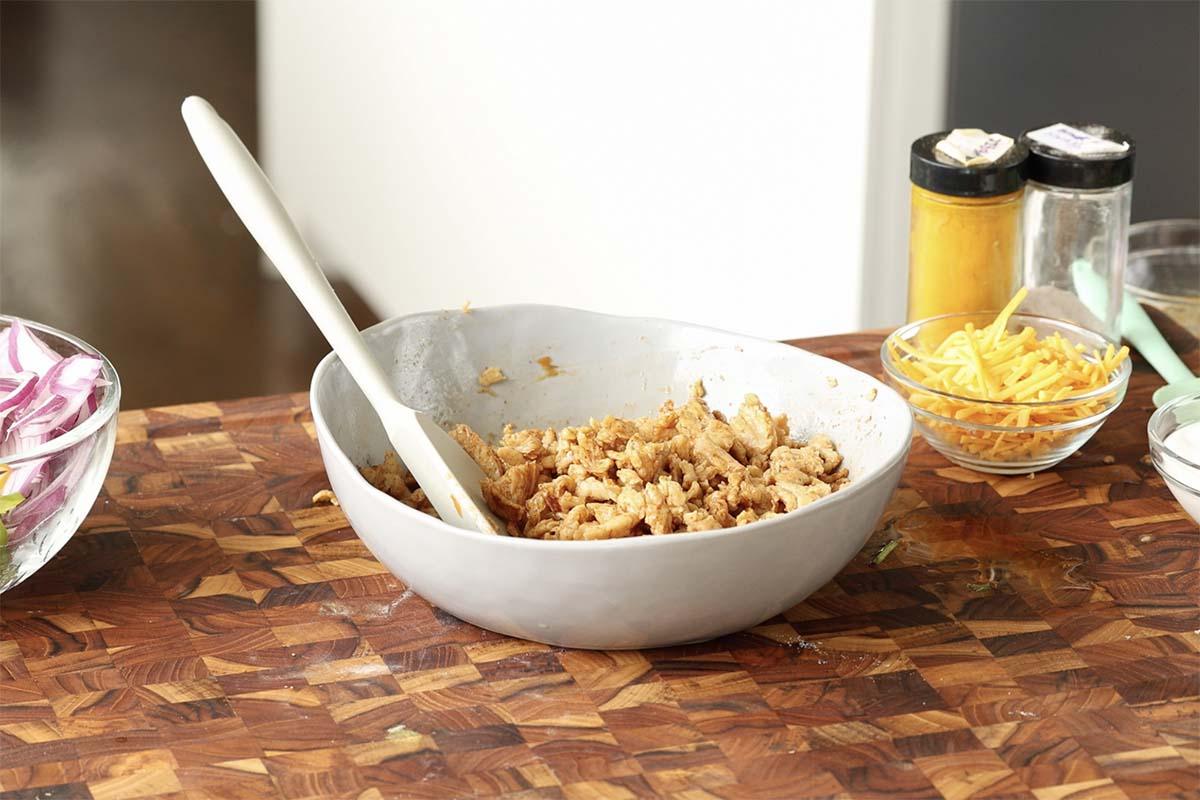 seasoned soy curls in a bowl