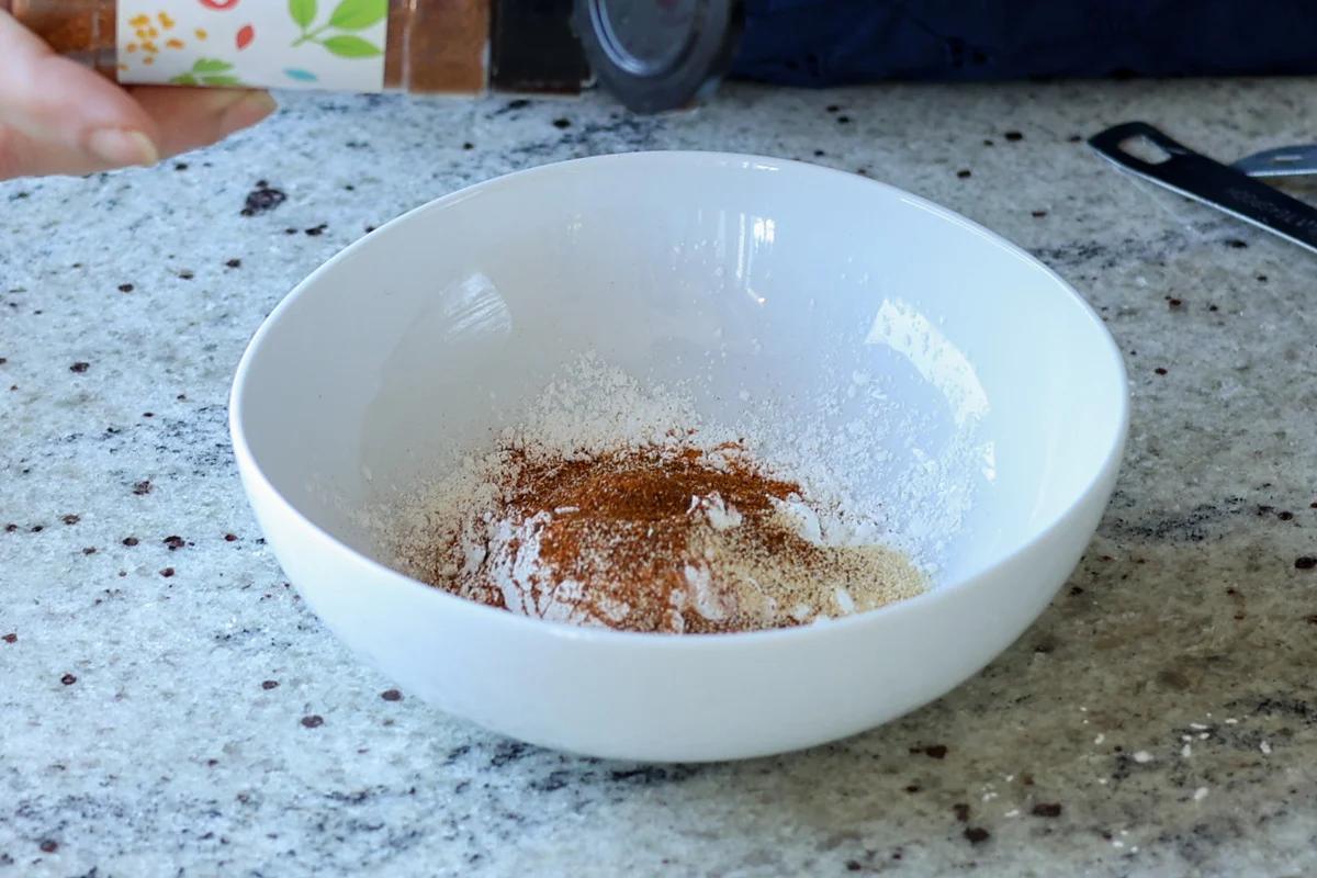 cornstarch and spices mixed in a bowl