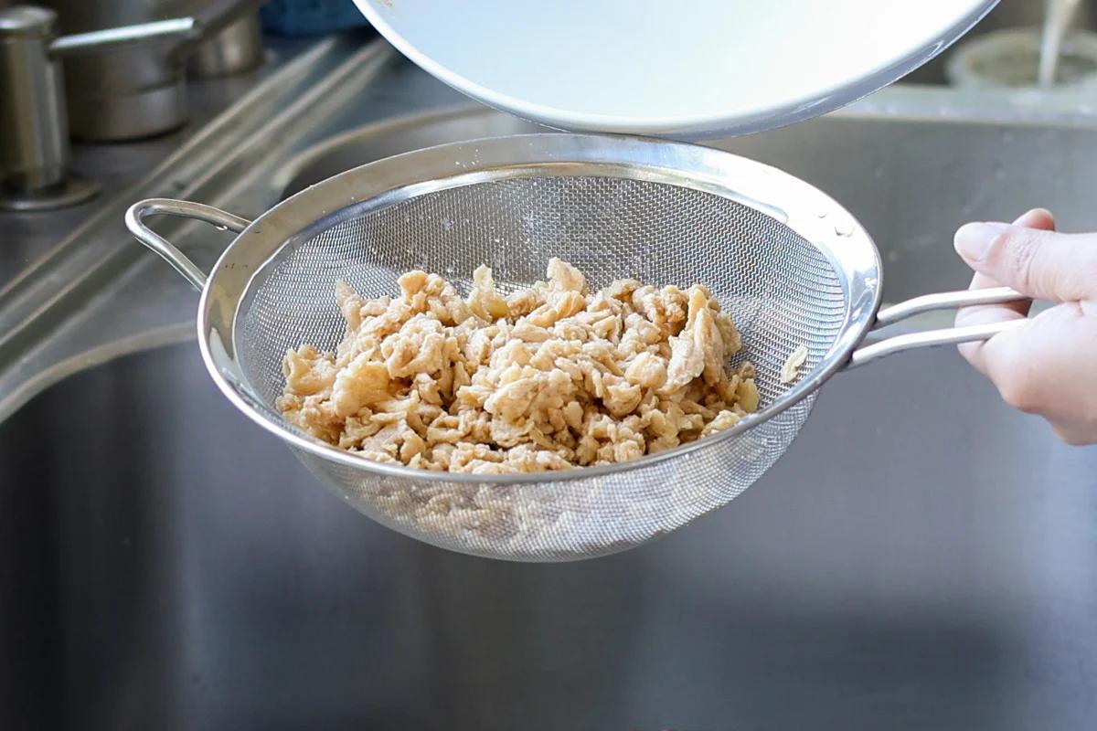 draining the soy curls