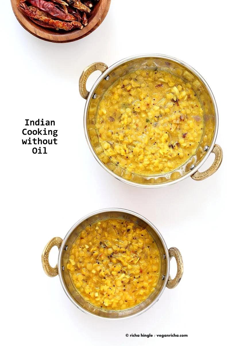 How to Cook Indian Food without Oil & Oil-free Dal Tadka Recipe