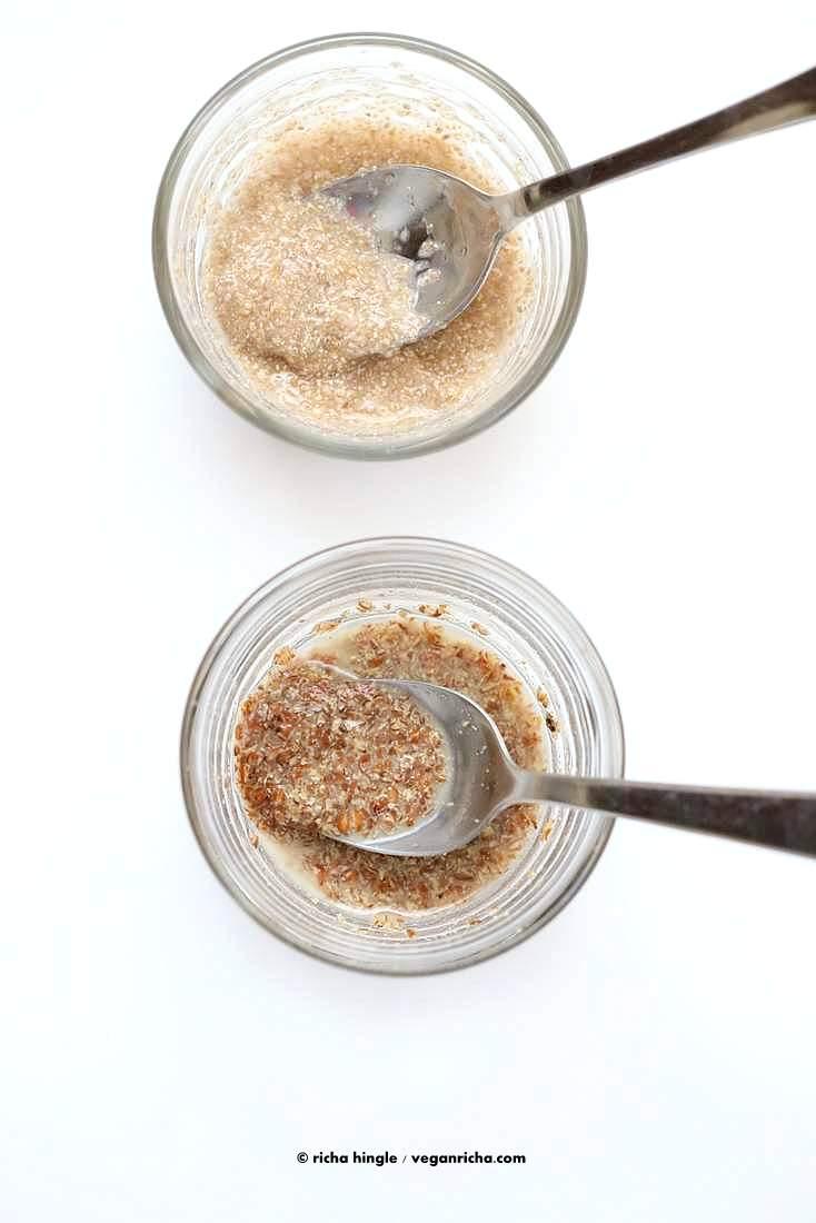 How to make a flax egg or Chia egg | VeganRicha.com #eggsubstitute #flaxegg #chiaegg