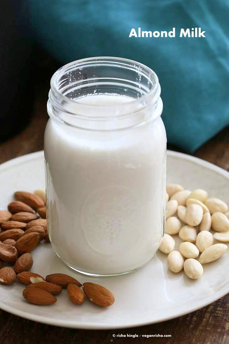 How to make Almond Milk with raw almonds or blanched almonds. Blanched almond milk has a less prominent flavor which works great for Indian Chai | Pitzn