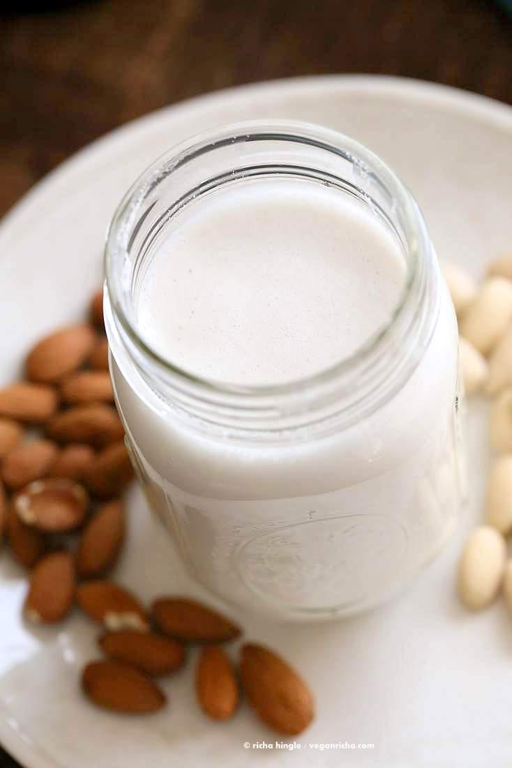 How to make Almond Milk with raw almonds or blanched almonds. Blanched almond milk has a less prominent flavor which works great for Indian Chai | Pitzn