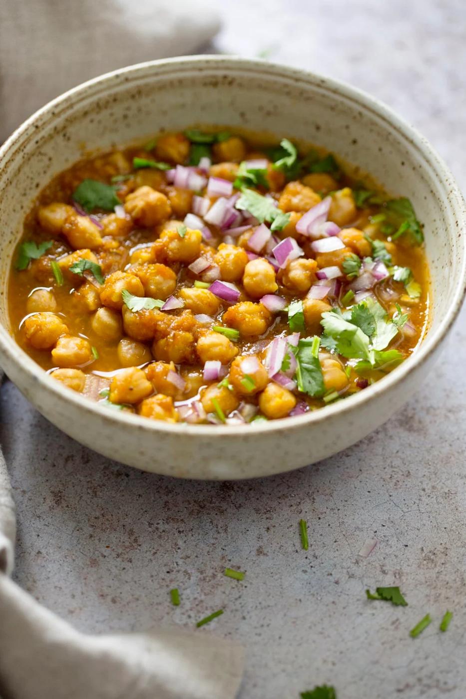 a bowl with chana masala