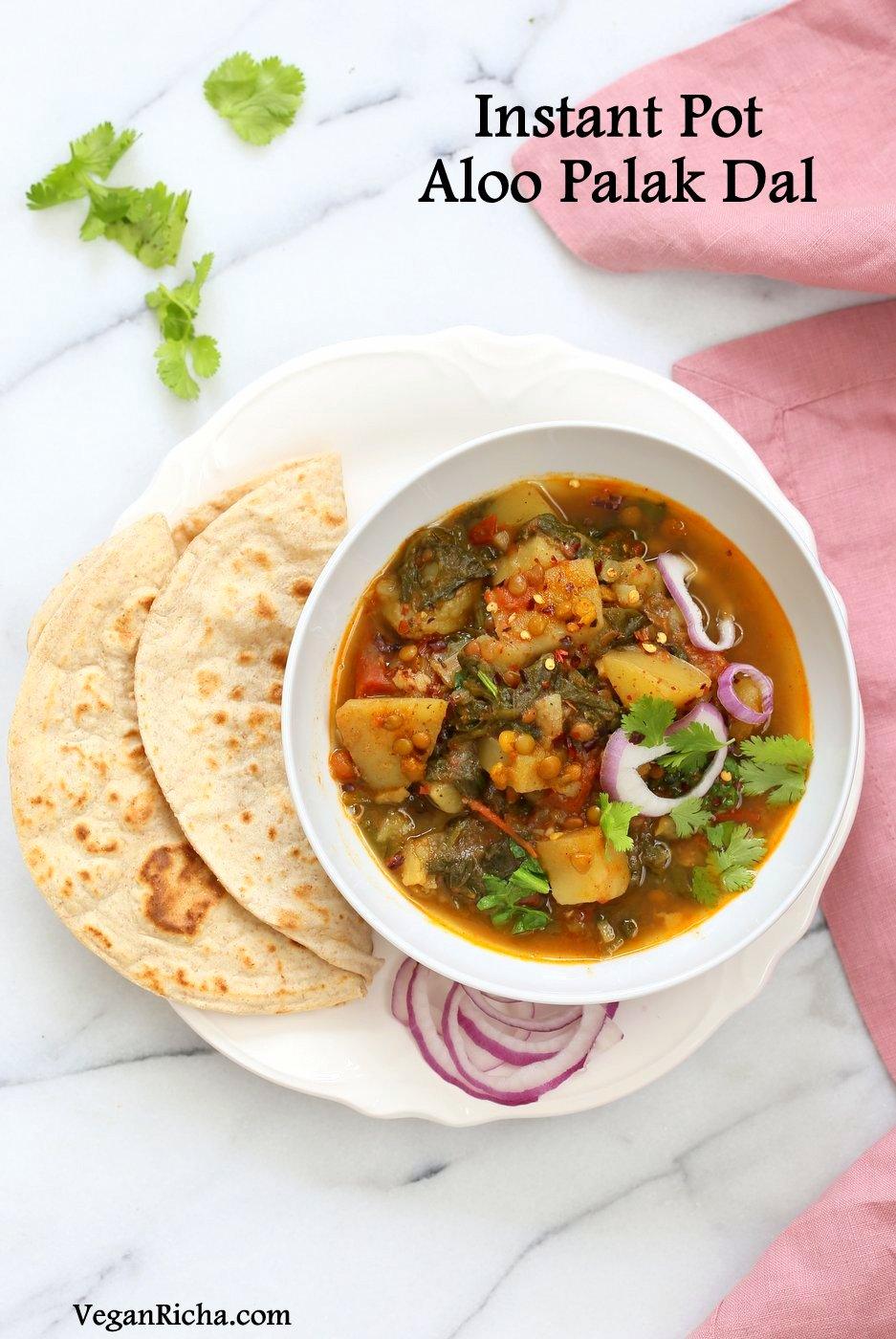 Instant Pot Aloo Palak Dal – Spiced Potato Spinach Lentils