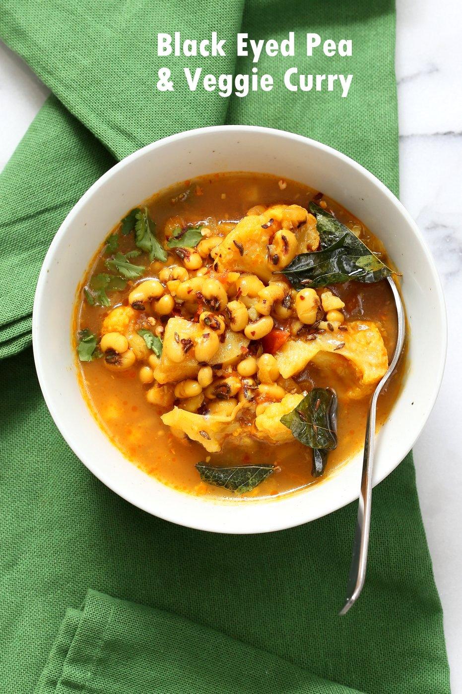 Instant Pot Black Eyed Pea Curry with Cauliflower, Potato – Gobi Aloo Lobia