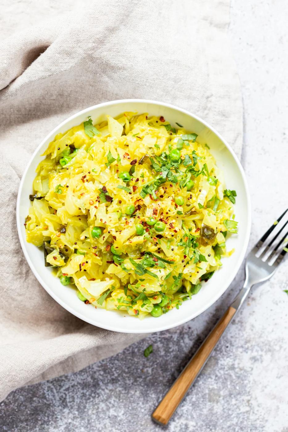 Instant Pot Indian Cabbage and Peas (Patta Gobi Subzi)