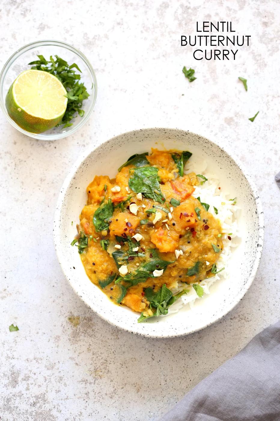 Instant Pot Red Lentil Butternut Squash Curry – Stovetop option