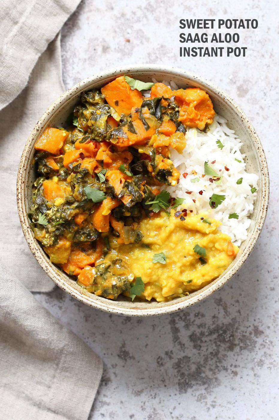 Instant Pot Saag Aloo – Sweet Potatoes & Chard Curry