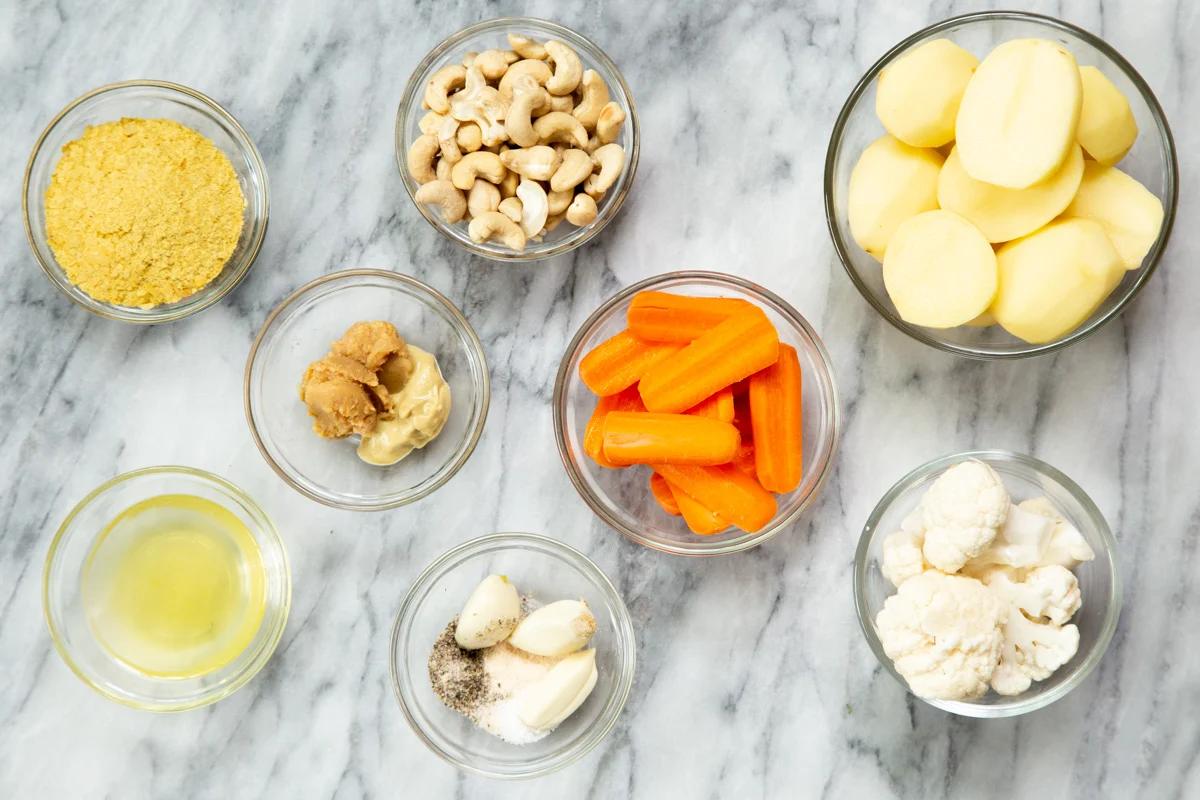 ingredients needed for making vegan cheese sauce in the Instant Pot