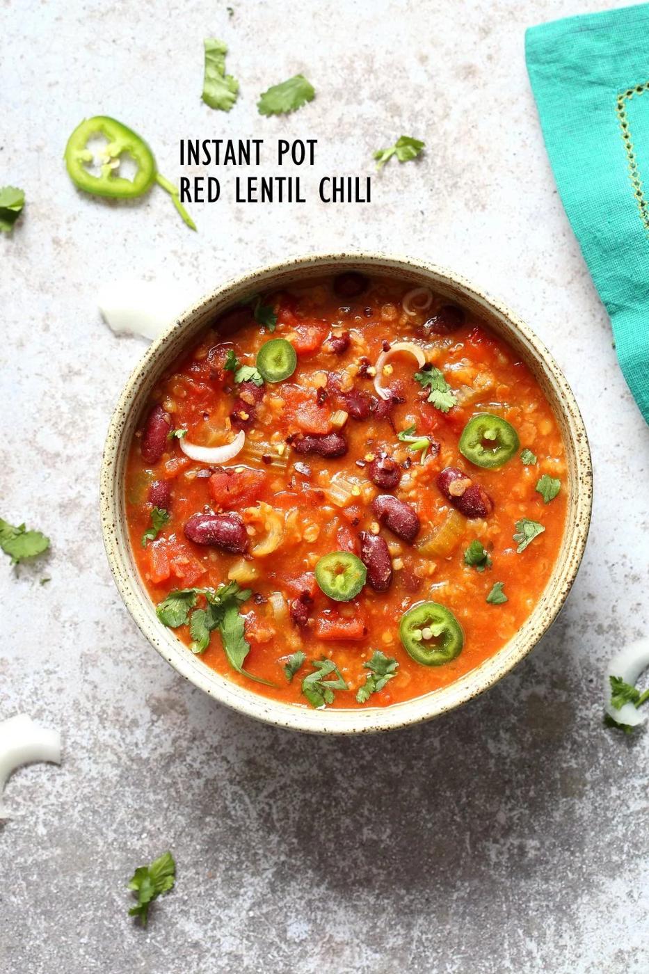 Instant Pot Vegan Chili – Red Lentil Chili