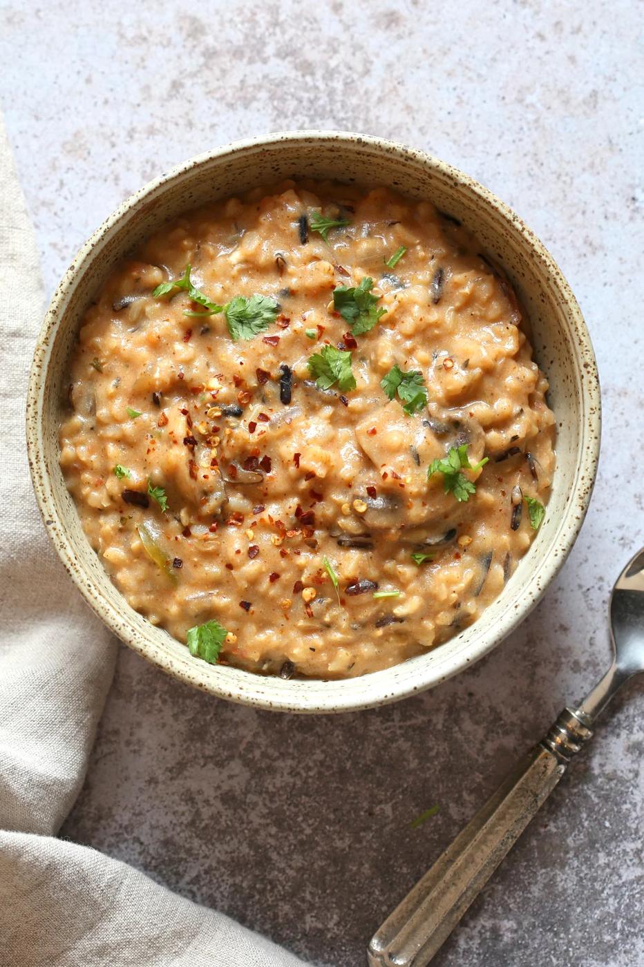 Instant Pot Wild Rice Mushroom Soup Vegan