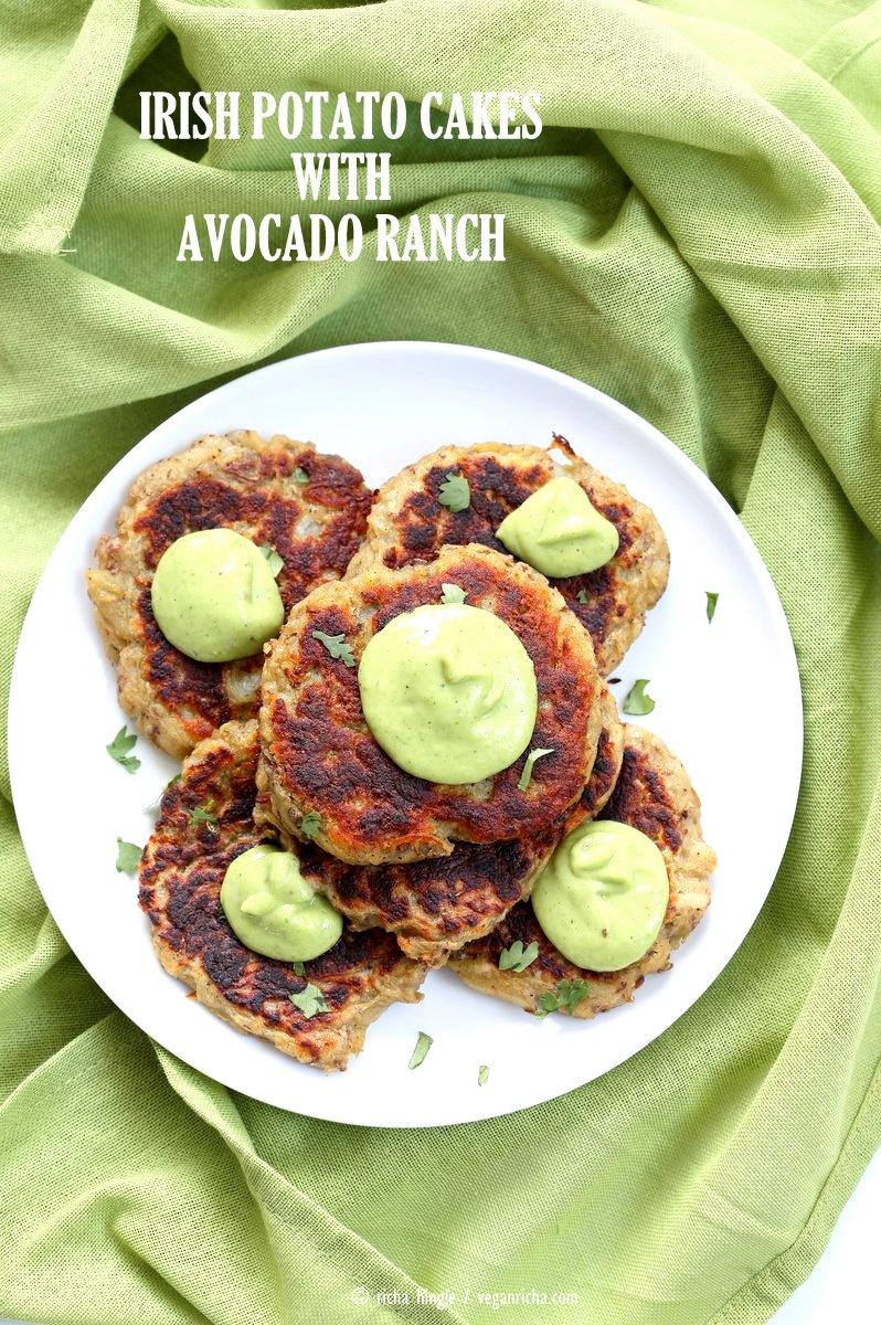Irish Potato Cakes (Boxty) with Avocado Basil Ranch