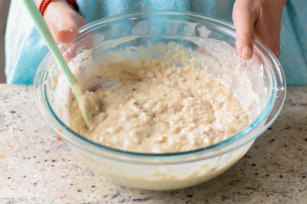 Italian wedding cake batter, after mixing in the dry ingredients