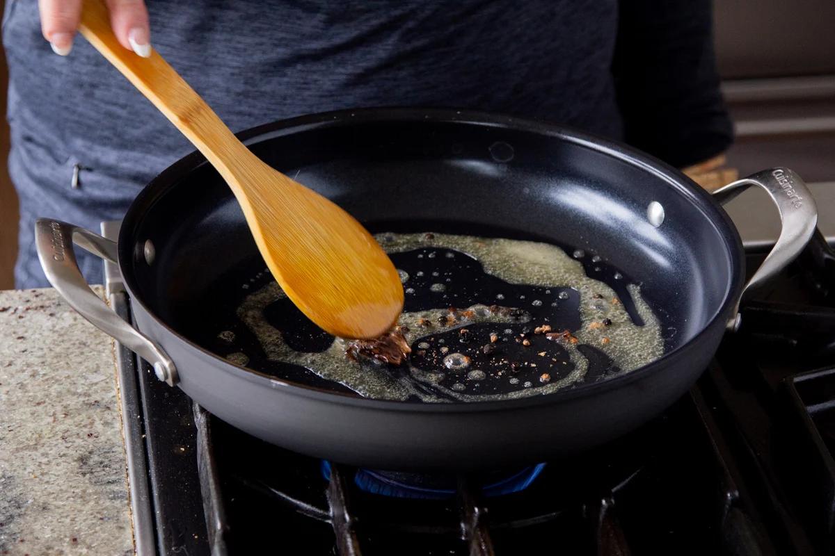 vegan butter and spices in the pan after cooking