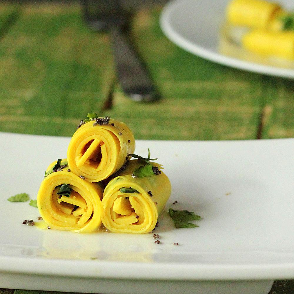 Vegan Khandvi- Chickpea Roll ups stuffed with Kale and Cilantro. Glutenfree Recipe