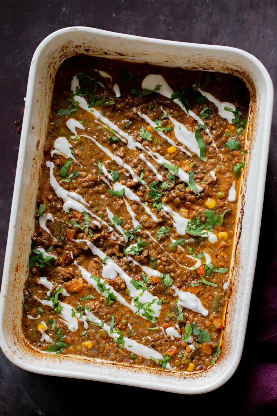 Indian Konkani Curry Bake with Lentils – one pan!