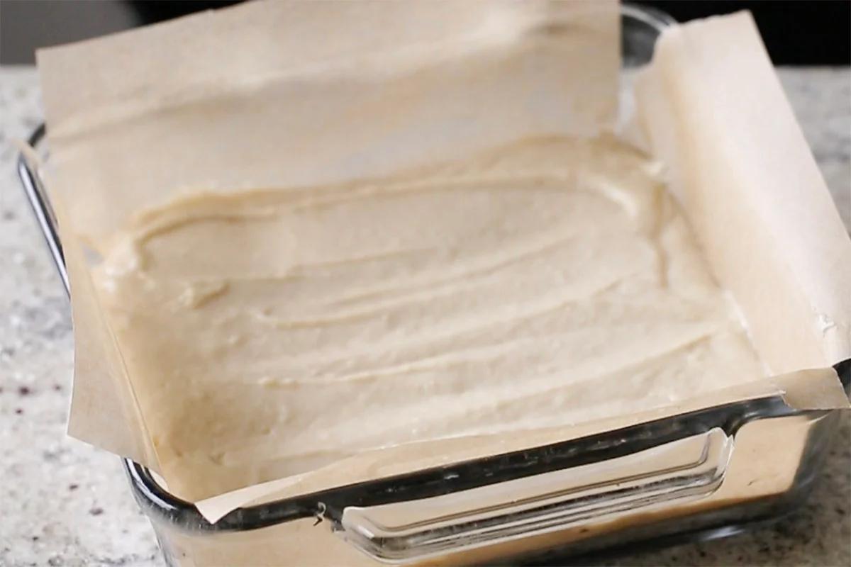 tiramisu cake batter in the pan