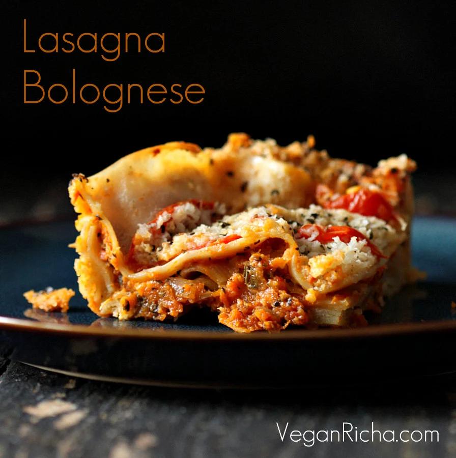 Lasagna Bolognese. Vegan recipe