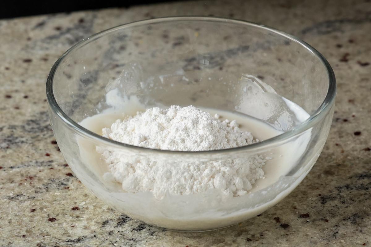 adding the remaining glaze ingredients