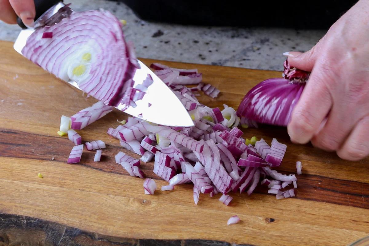 chopping onion