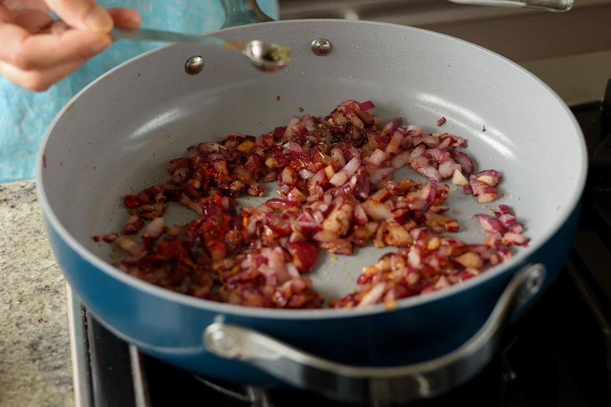 adding herbs to the aromatics