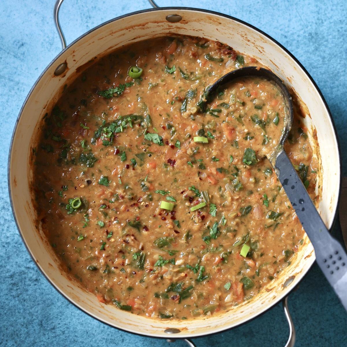 Red Lentil and Spinach Soup (gluten-free, soy-free, nut-free)