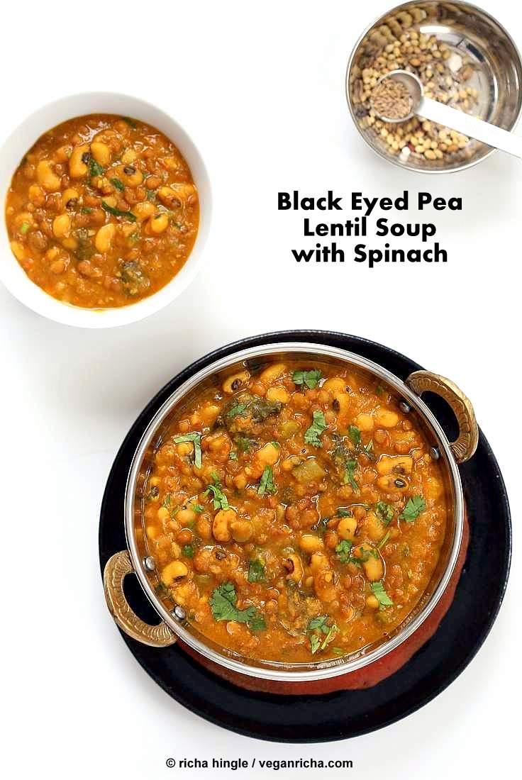 Lentil Black Eyed Pea Soup with Greens