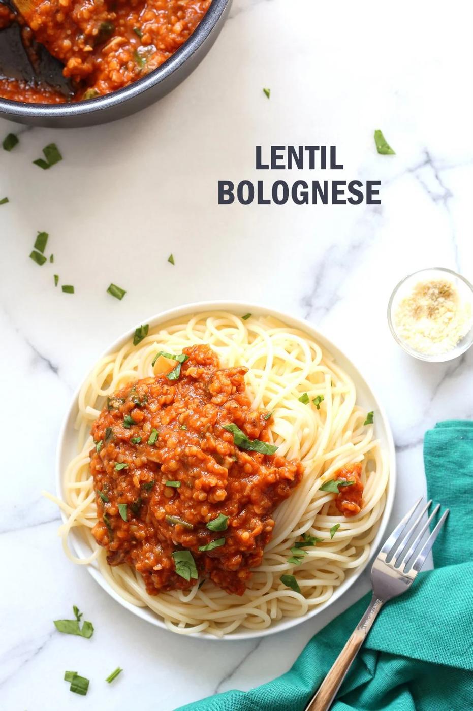 Lentil Bolognese with Spaghetti