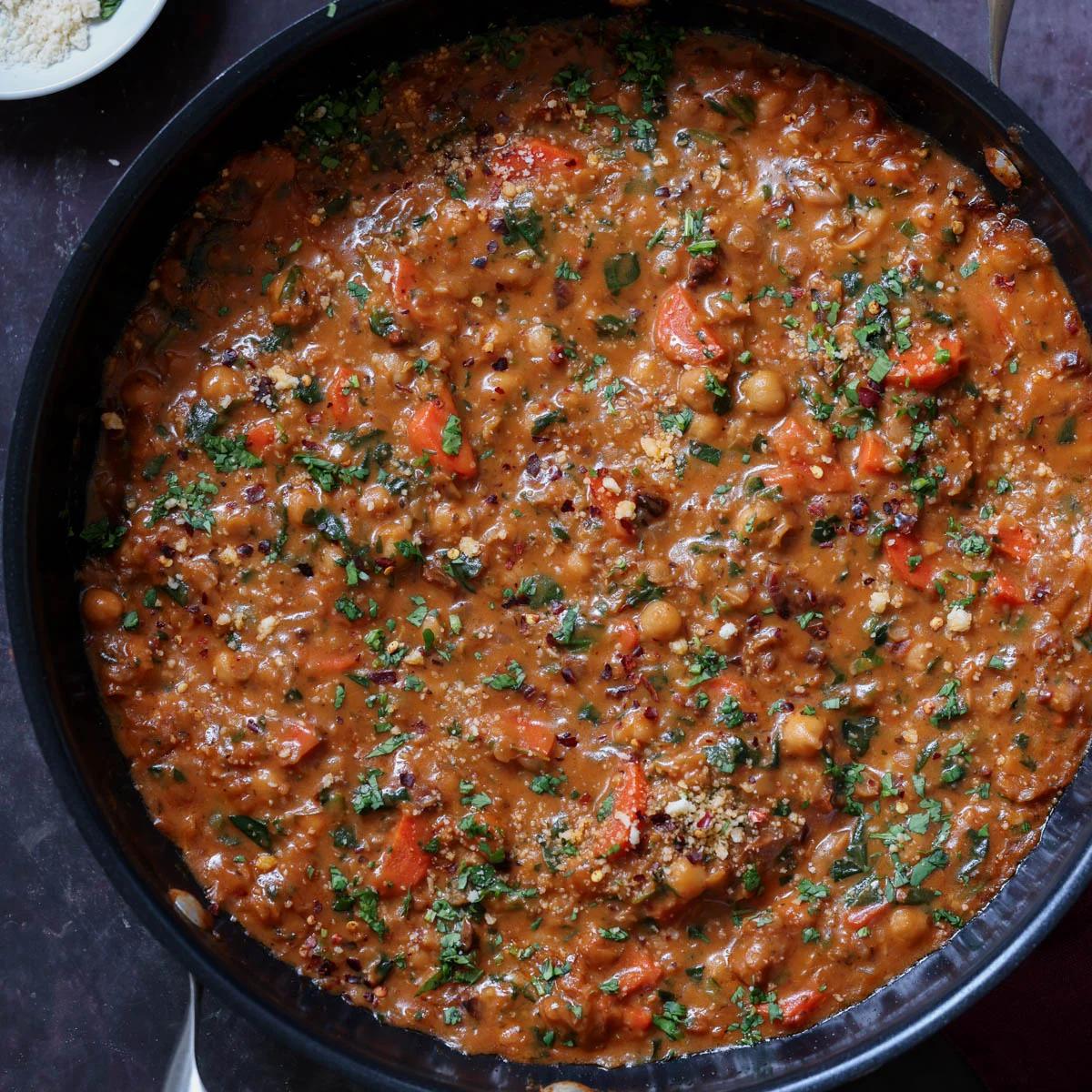 Herbed Red Lentil Chickpea Stew (1 pan, nut-free, soy-free, gluten-free)