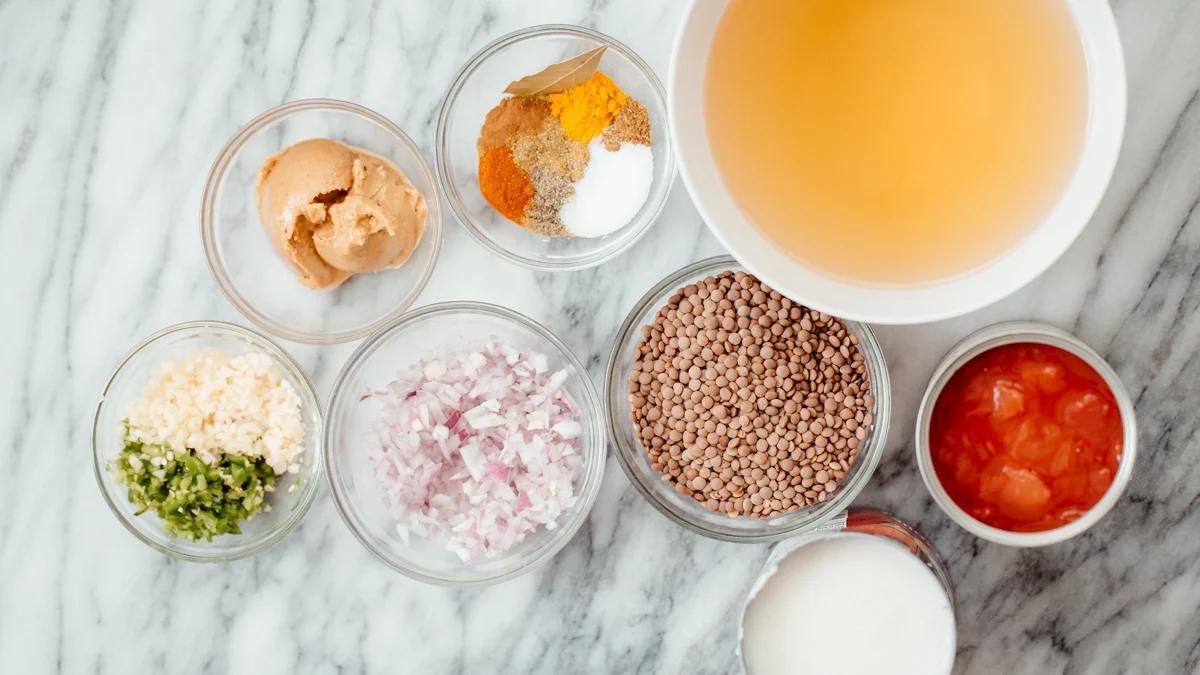 ingredients needed for making vegan lentil casserole