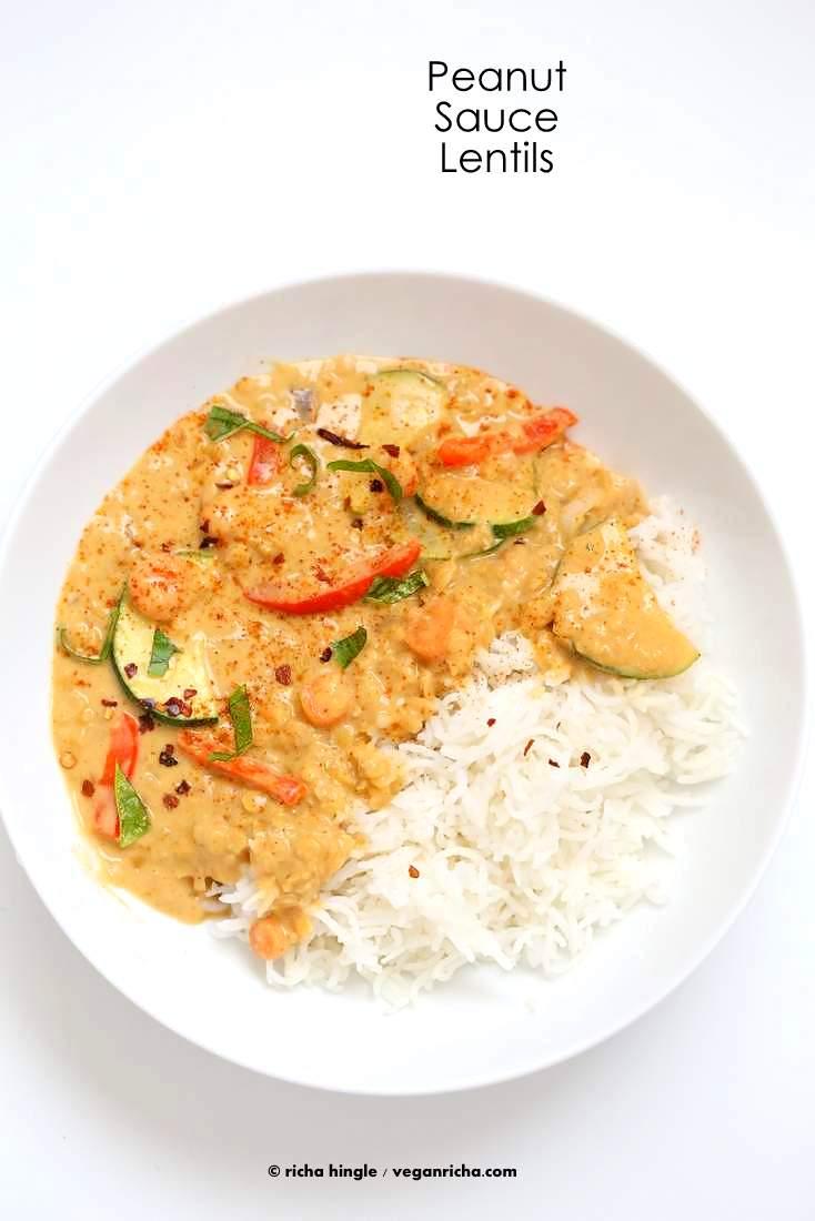 Veggies and Lentils in Peanut Sauce