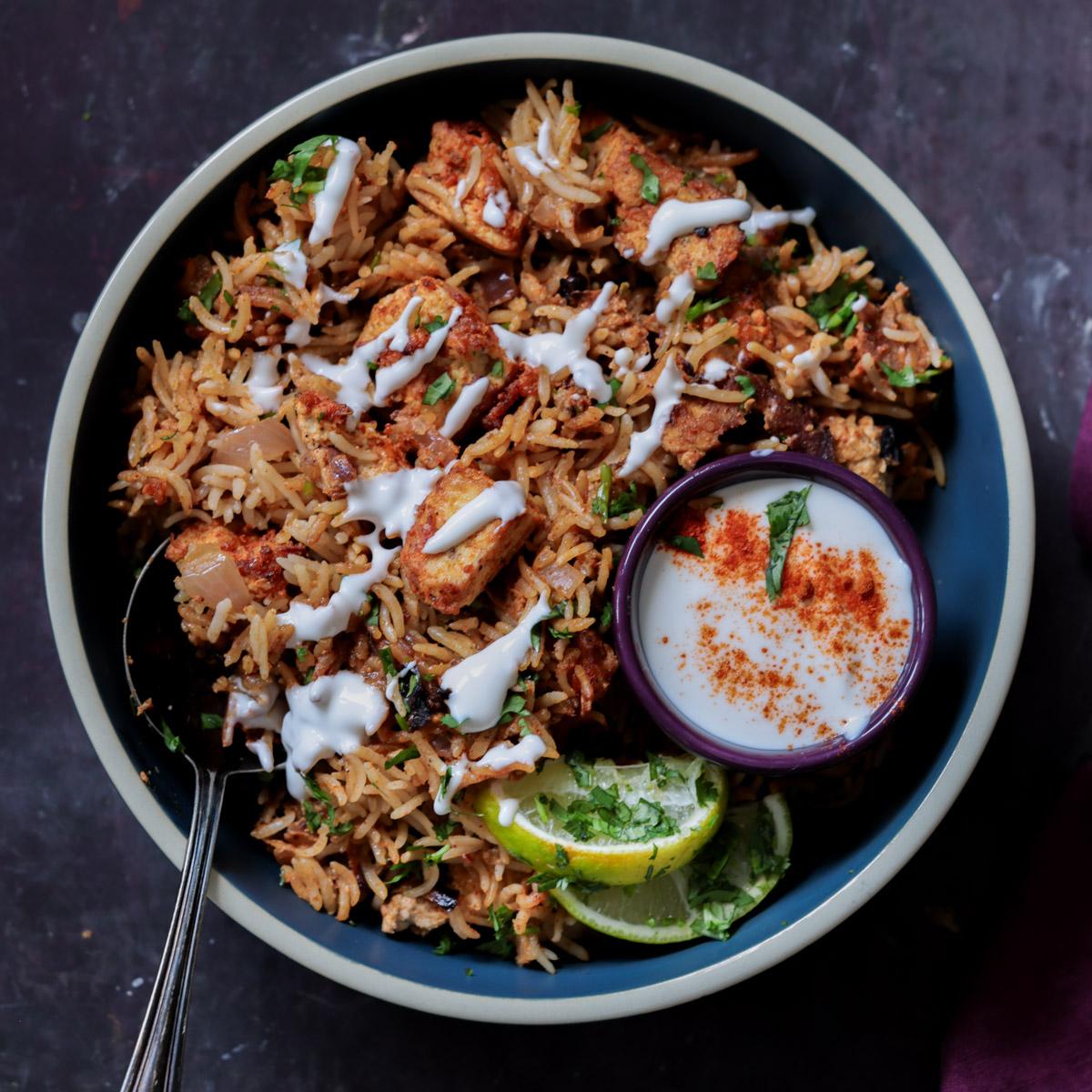 Lucknowi Biryani (North Indian Spiced Tofu Rice Bake)