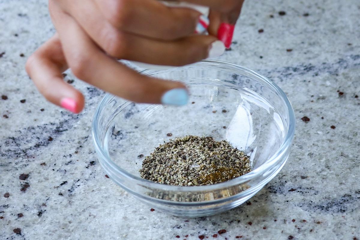 preparing the dry spices for the salad