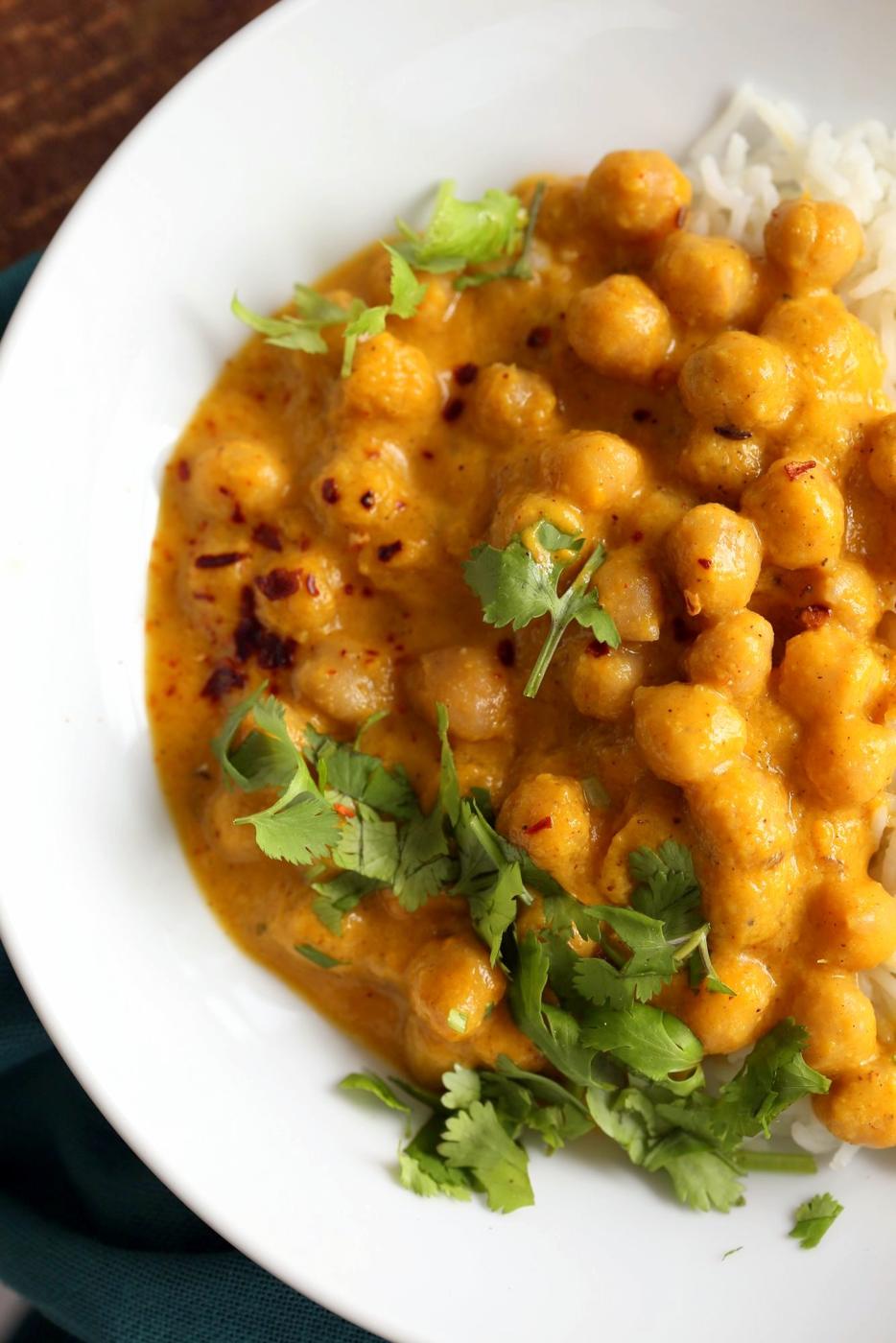 This Mango Curry is creamy, mangoey and perfect when paired with chickpeas, vegetables or baked tofu. Easy and so flavorful. Vegan Gluten-free Soy-free Nut-free Recipe. | VeganRicha.com