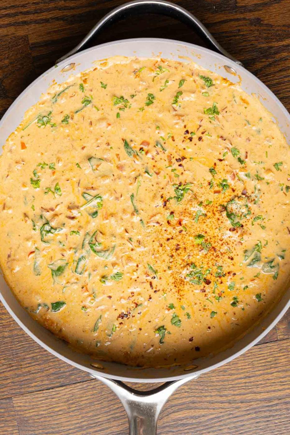 marry me white bean soup in the pan after cooking