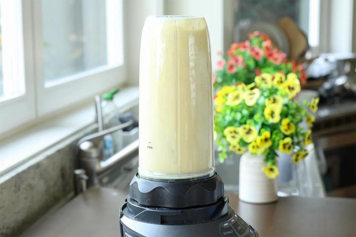 cream mixture in the blender after blending