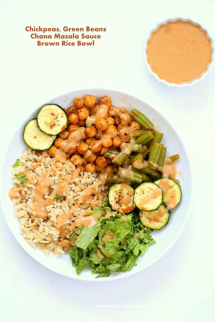 Masala Chickpea Bowl with Chana Masala Spice Chickpea Dressing.