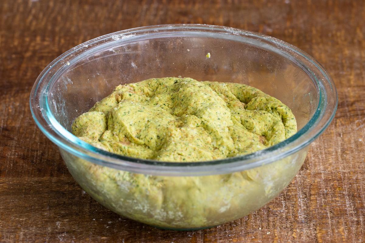 paratha dough in a glass bowl