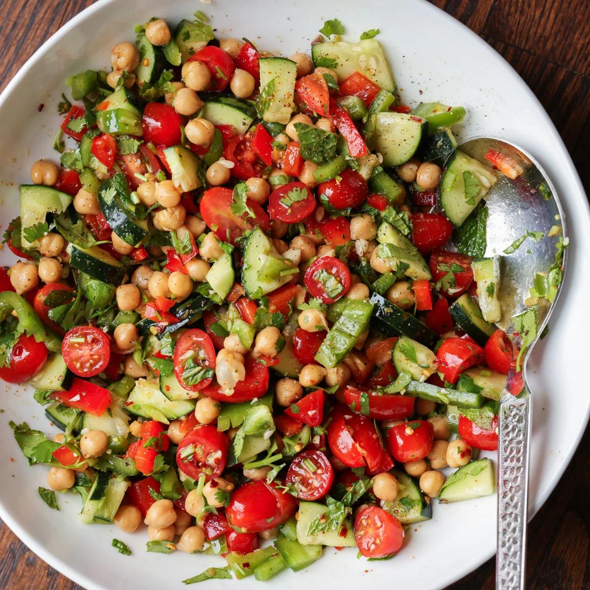 Balela Salad (Herby Chickpea Cucumber Cherry tomato Salad)