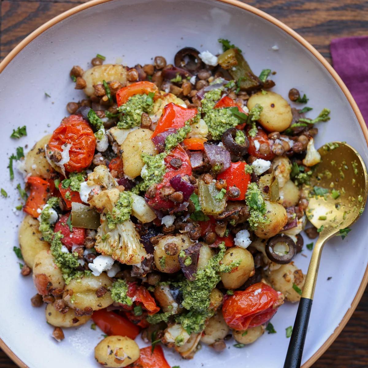 Mediterranean Sheet Pan Gnocchi with Tomatoes, Basil, and Balsamic (No boil!)