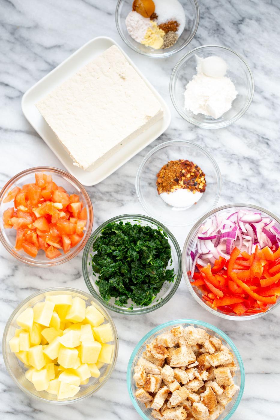 ingredients used for making vegan Mexican egg casserole
